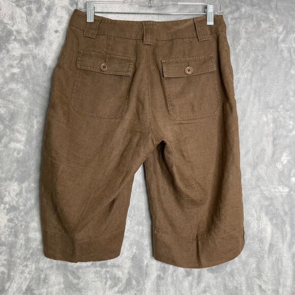 Eddie Bauer Mercer Fit Linen Bermuda Shorts‎ Womens 2 Brown Outdoor Summer - Picture 2 of 9
